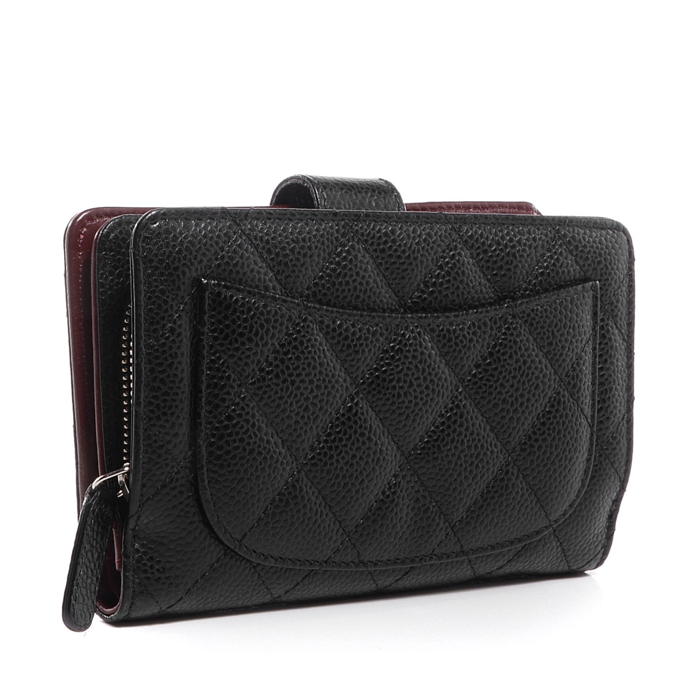 Caviar Quilted Zipped Pocket Wallet Black