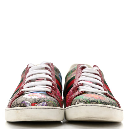 Gucci GG Supreme Monogram Flora Web Womens Ace Sneakers 38 Beige Multicolor Rosso 2 of 16