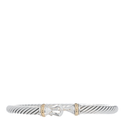 David Yurman Sterling Silver 18K Yellow Gold 5mm Cable Classic Buckle Bracelet 1 of 5