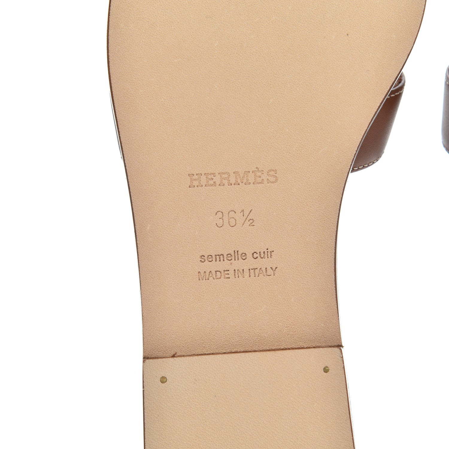 Hermes Box Calfskin Oran Sandals 36.5 Gold 6 of 11