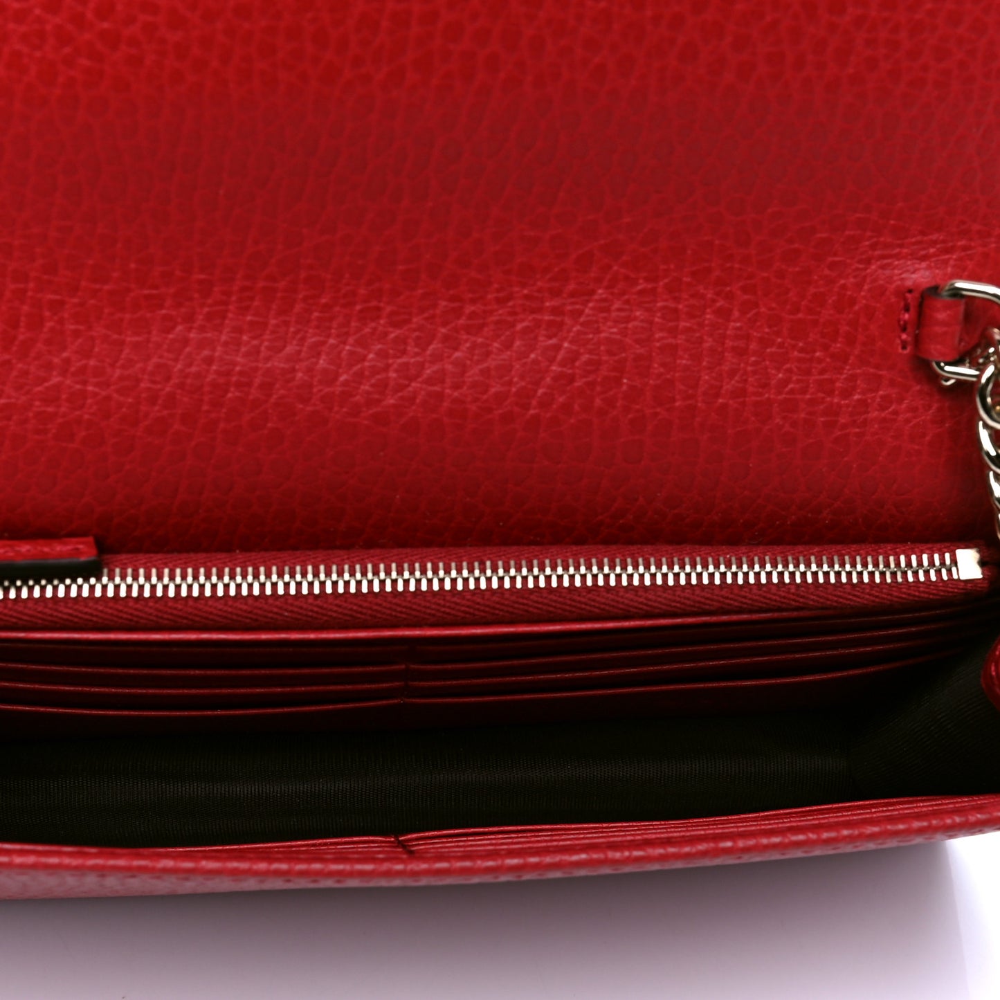 Dollar Calfskin Interlocking G Chain Wallet Red