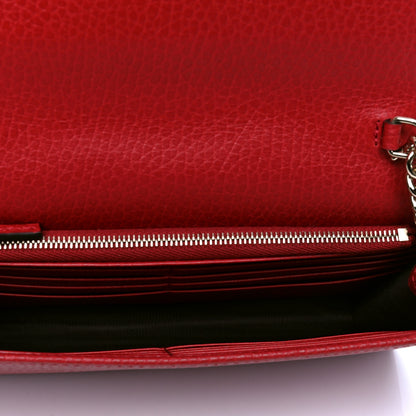 Gucci Dollar Calfskin Interlocking G Chain Wallet Red 4 of 5