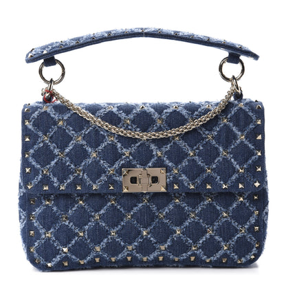 Valentino Garavani Denim Medium Rockstud Spike Shoulder Bag Denim 1 of 9