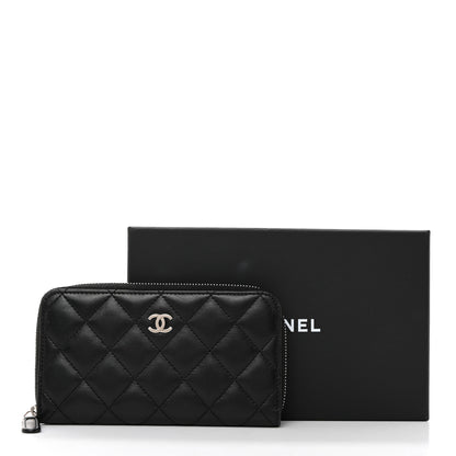 Chanel Lambskin Quilted Medium Zip Around Wallet Black 10 of 11