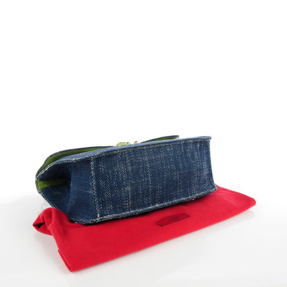 Valentino Garavani Denim Extra Large Glam Lock Rockstud Flap Blue 4 of 7