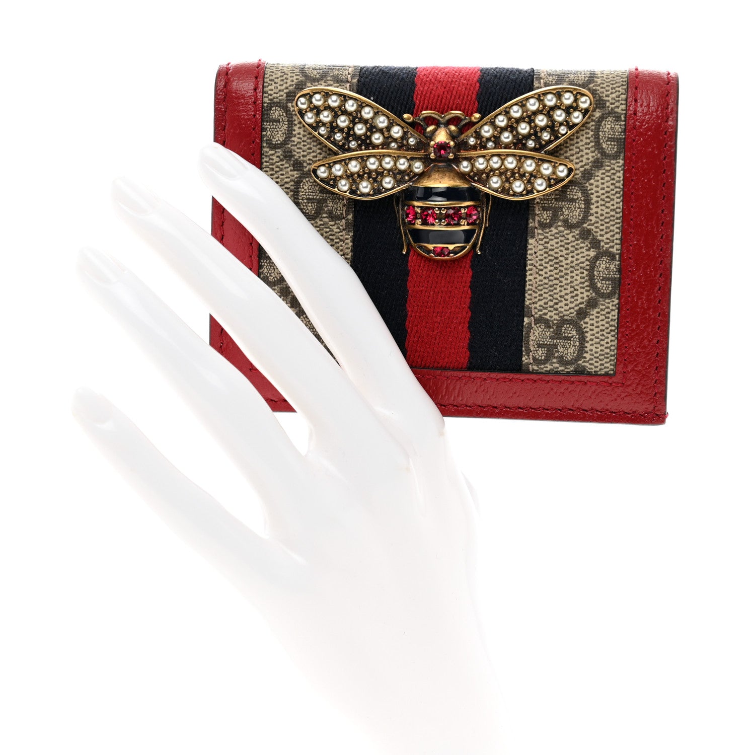 Gucci GG Supreme Monogram Queen Margaret Card Case Red 2 of 7