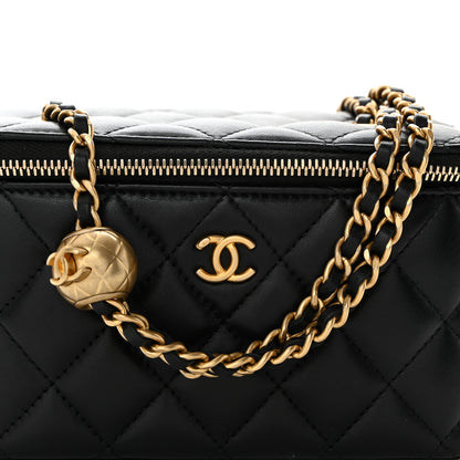 Chanel Lambskin Quilted Pearl Crush Small Vanity Case With Chain Black 8 of 10