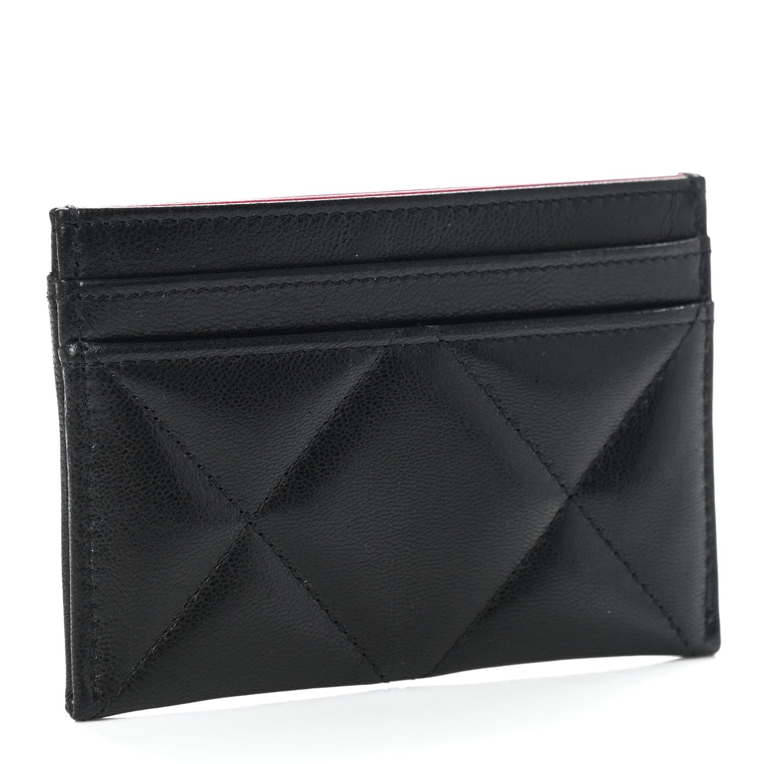 Chanel Shiny Goatskin Quilted Chanel 19 Card Holder Black 3 of 8