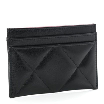 Chanel Shiny Goatskin Quilted Chanel 19 Card Holder Black 3 of 8