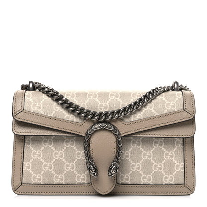 Gucci GG Supreme Monogram Textured Dollar Calfskin Small Rectangular Dionysus Shoulder Bag Beige Mystic White Oatmeal 1 of 11