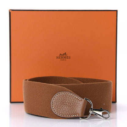 Hermes Toile Taurillon Clemence Shoulder Strap Gold 4 of 4