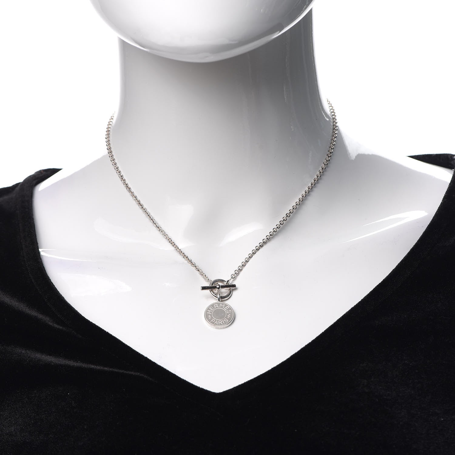 Hermes Sterling Silver Amulettes H Confettis Pendant Necklace 2 of 5