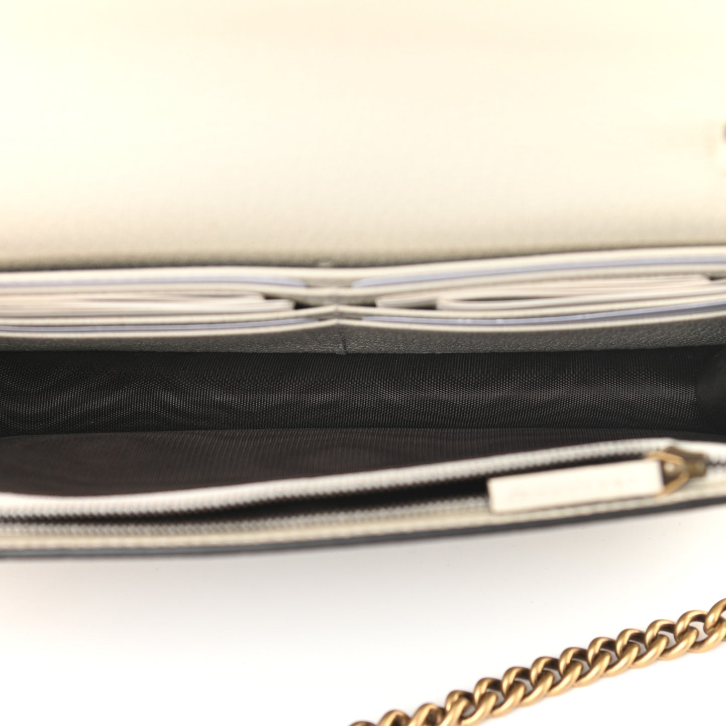 GG Supreme Monogram Web Queen Margaret Chain Wallet White