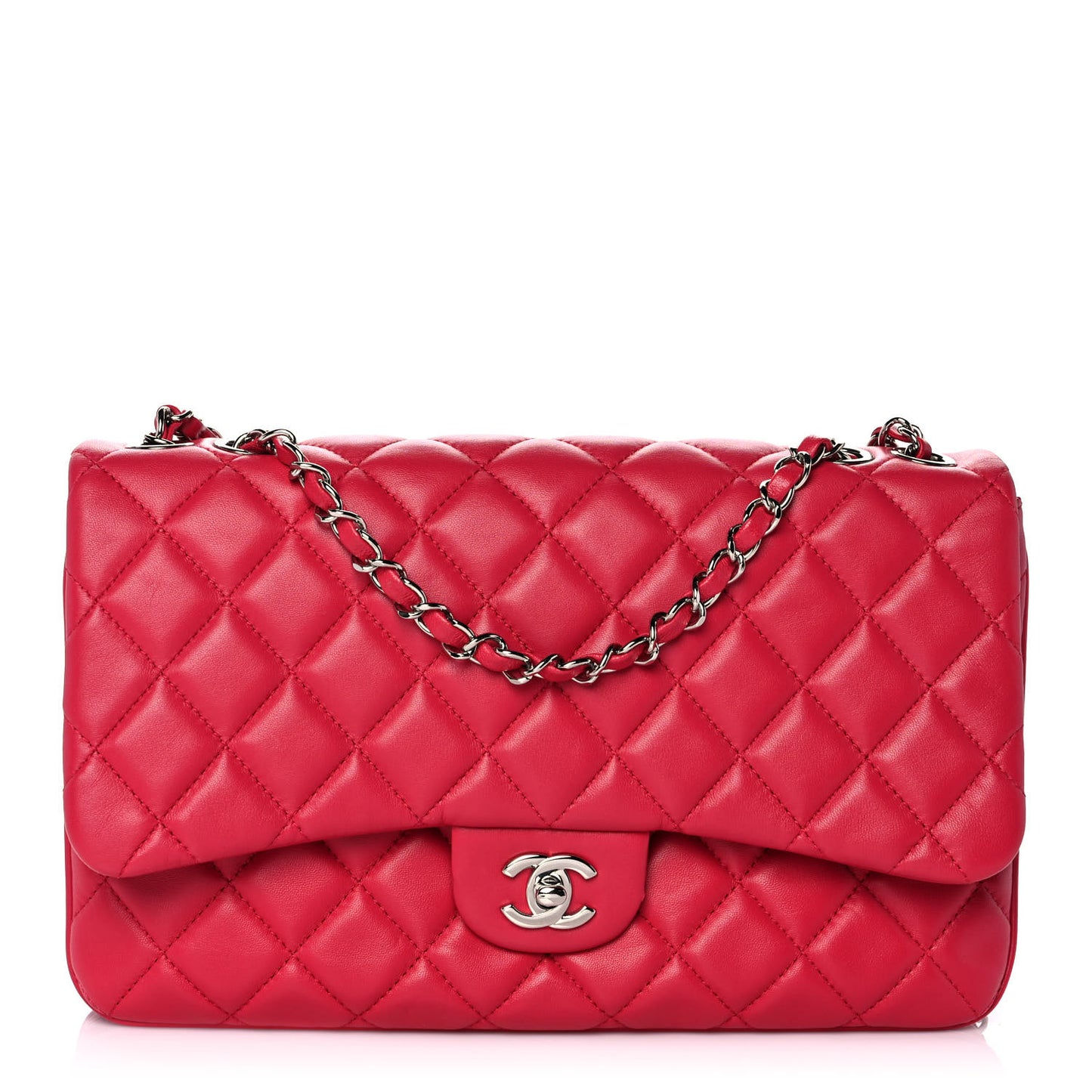 Lambskin Quilted Jumbo Chanel 3 Flap Dark Pink