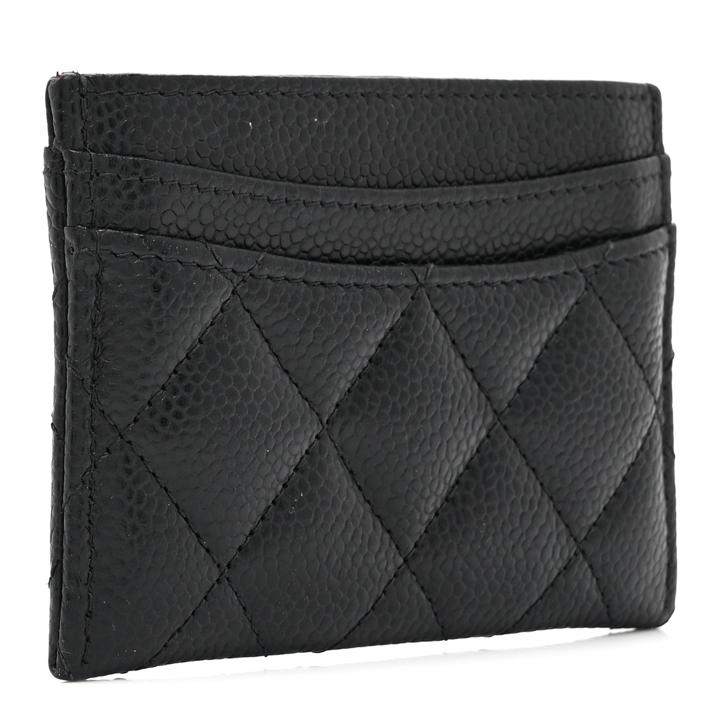 Caviar Quilted Card Holder Black