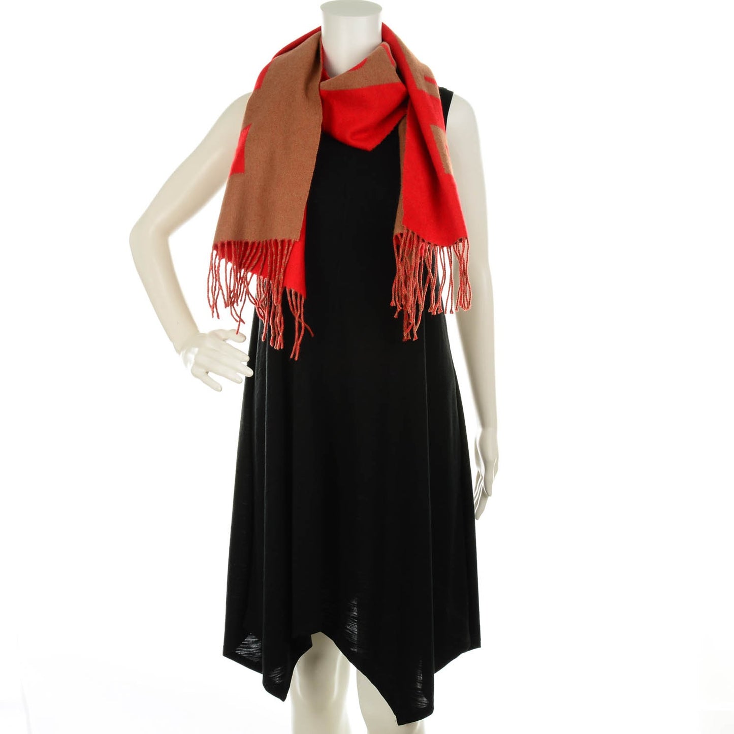 Cashmere Baroda Muffler Scarf Rouge Camel