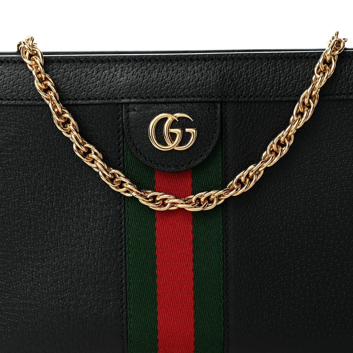 Gucci Calfskin GG Web Small Ophidia Chain Shoulder Bag Black 8 of 10
