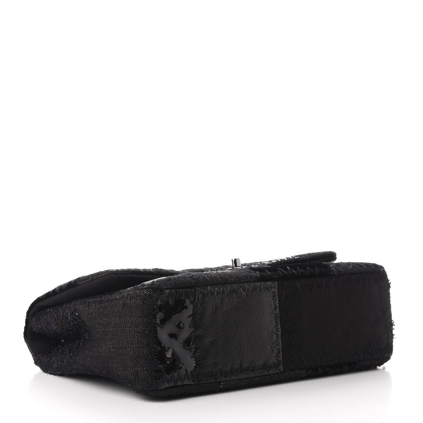 Tweed Patchwork Jumbo Single Flap Black