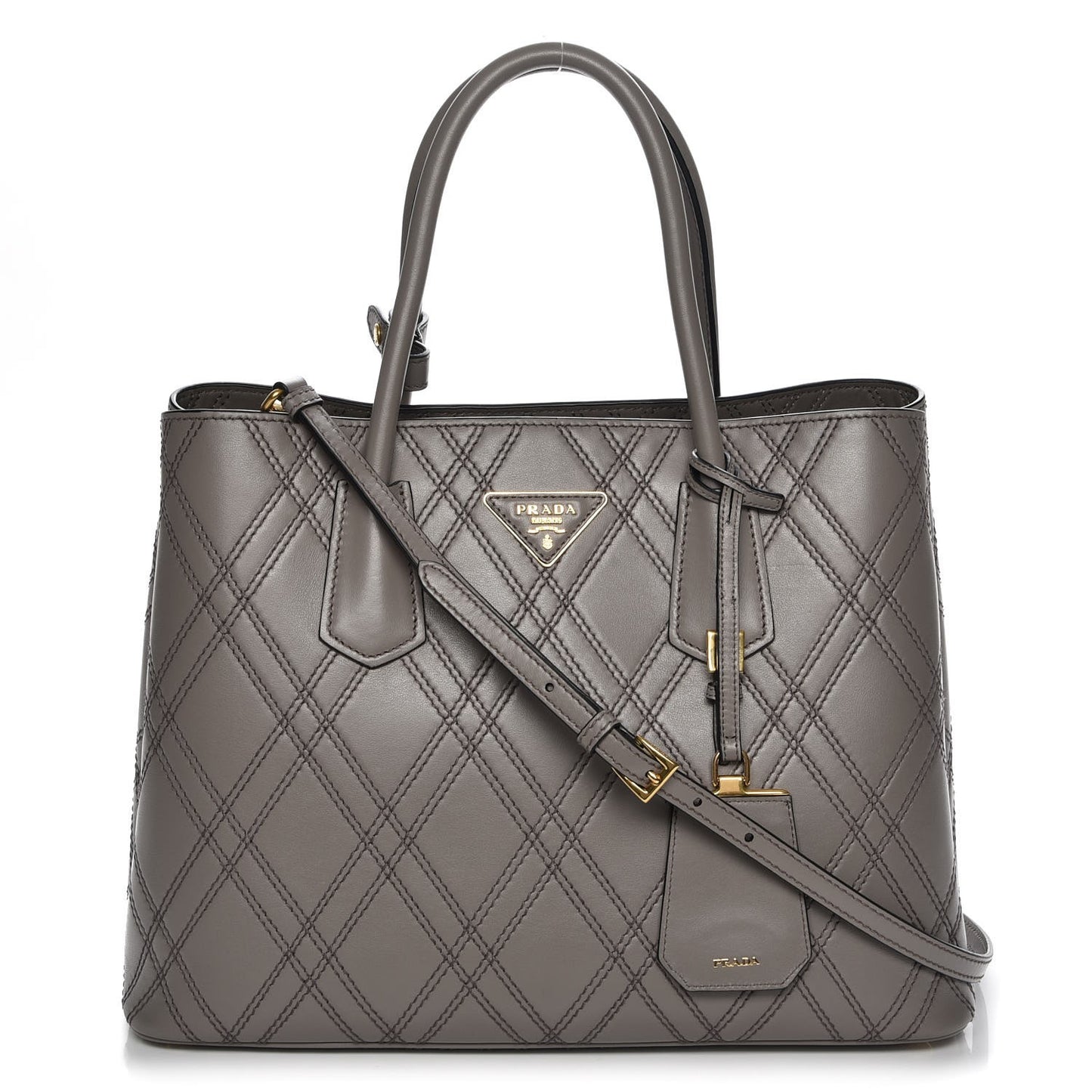 City Calf Quilted Large Double Bag Argilla