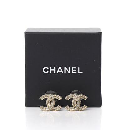 Chanel Crystal Timeless CC Earrings Light Gold 5 of 5