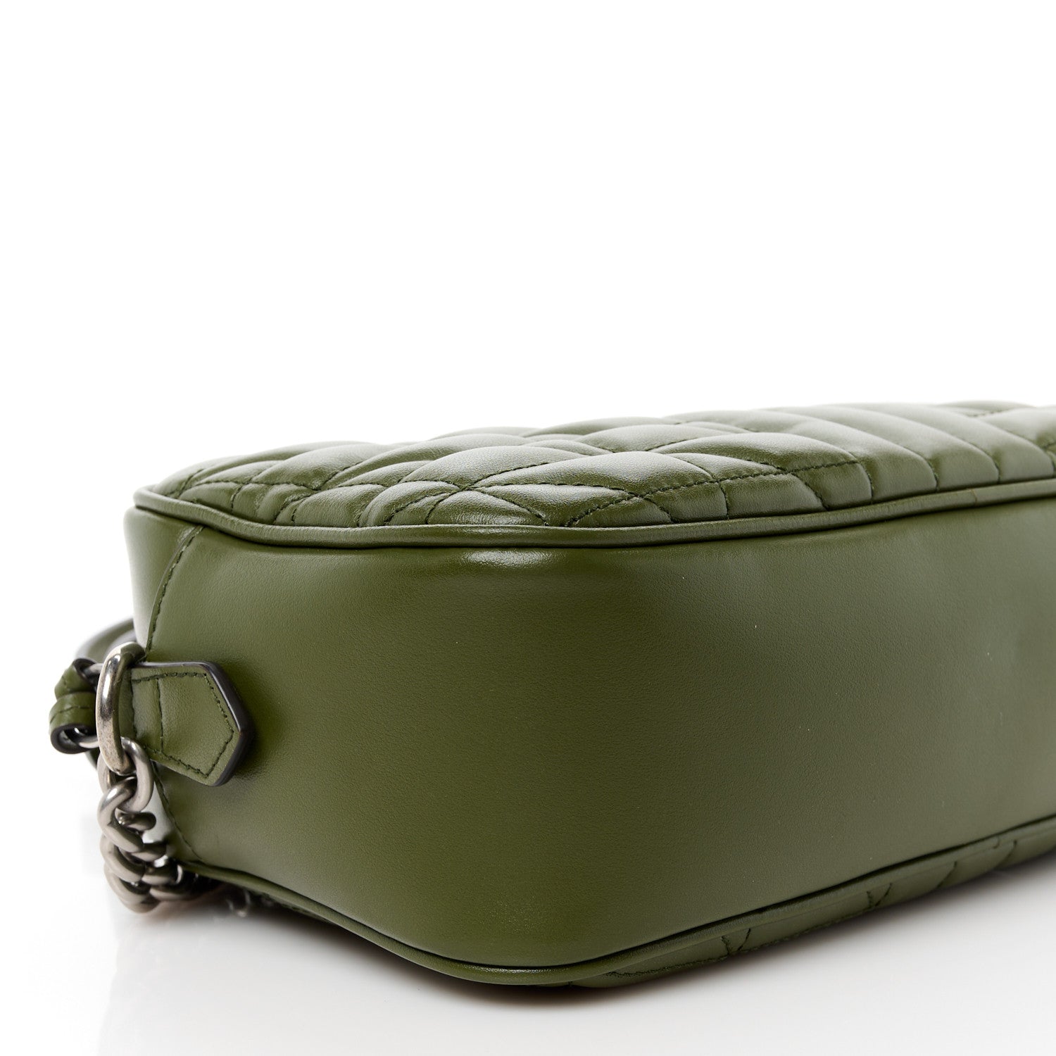 Gucci Calfskin Matelasse Aria Small GG Marmont Chain Shoulder Bag Military Wood 10 of 11