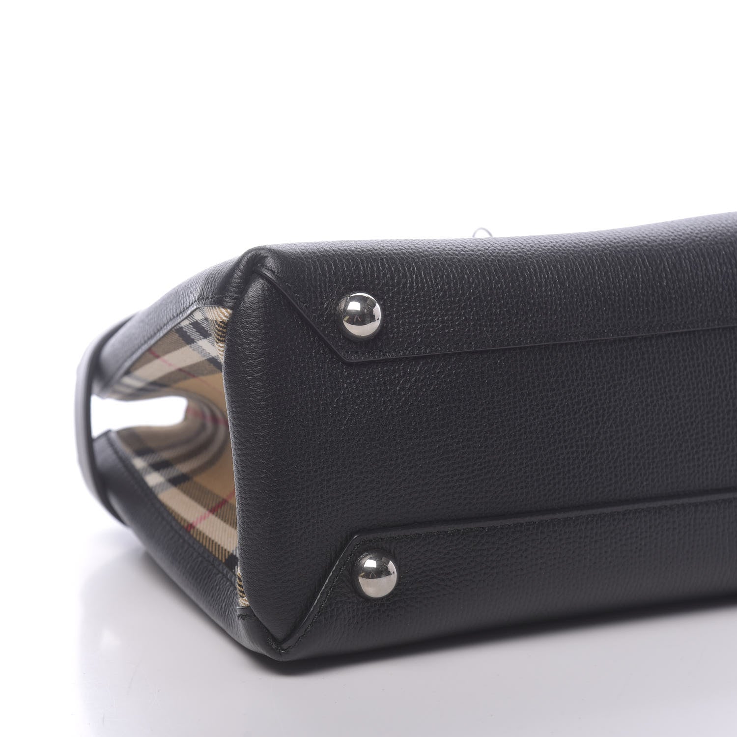 Burberry Grainy Calfskin House Check Small Banner Tote Black 9 of 13
