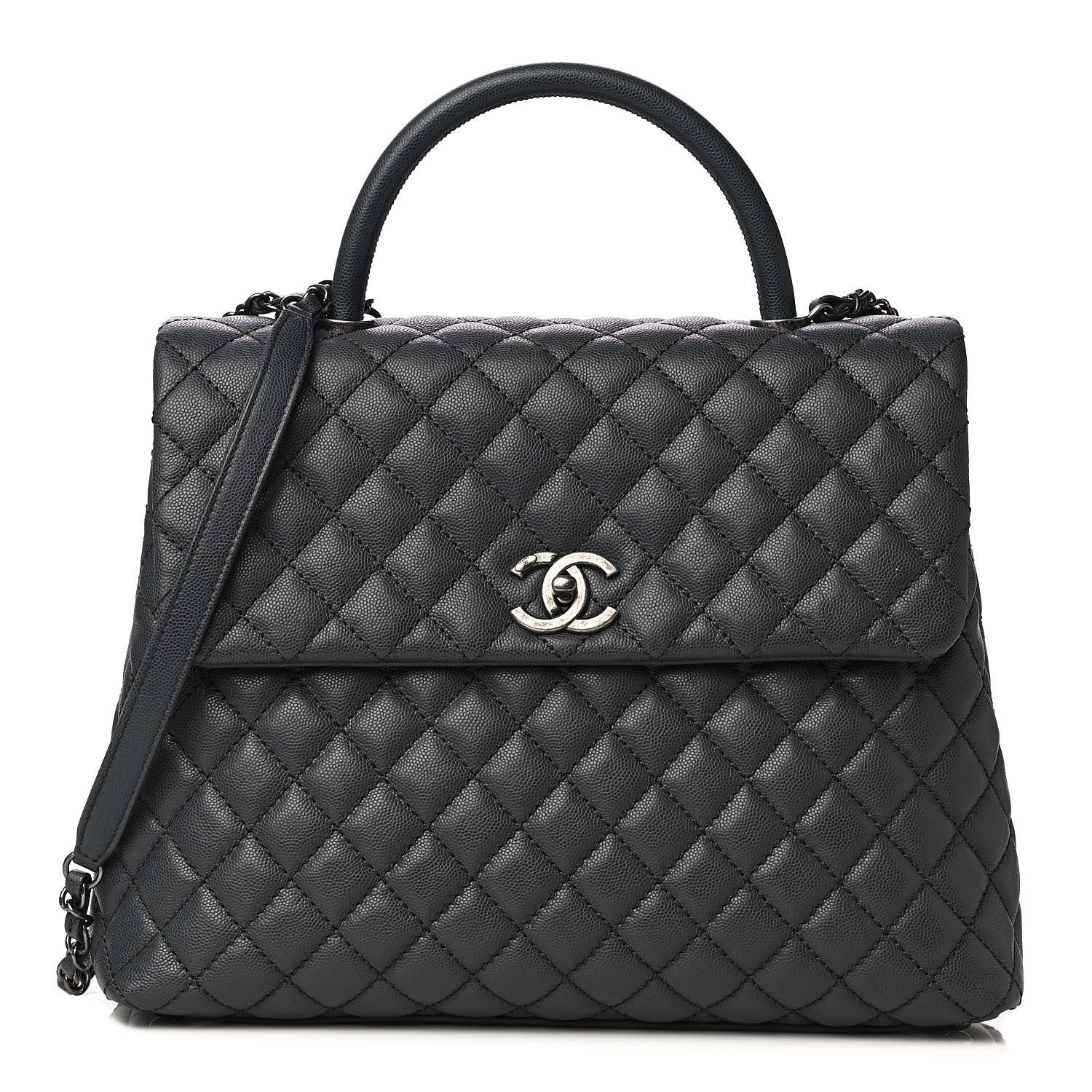 Chanel Caviar Quilted Large Coco Handle Flap Grey 1 of 4