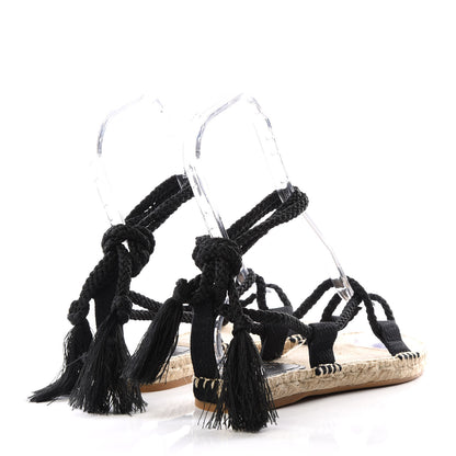 Christian Dior Embroidered Cotton Diorexpress Sandals 36.5 Black 4 of 8