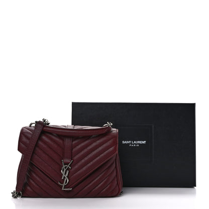 Saint Laurent Sheepskin Matelasse Chevron Monogram Medium College Bag Rouge Legion 12 of 12