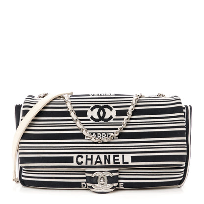 Chanel Mixed Fibers Lambskin Venise Biarritz Flap Bag Black White 1 of 12