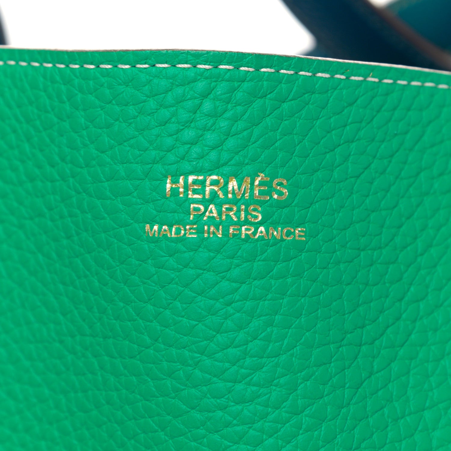 Hermes Taurillon Clemence Double Sens 36 Reversible Tote Menthe Bleu Thalassa 7 of 11
