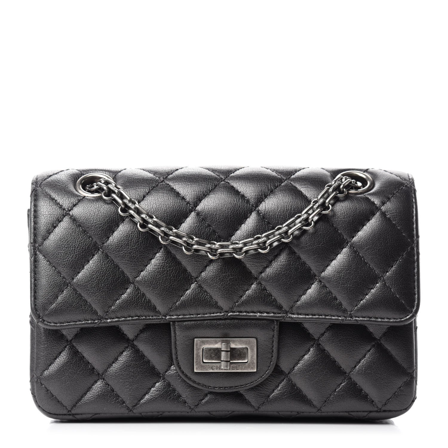 Chanel Goatskin Quilted 2.55 Reissue Mini Flap Dark Silver 1 of 11