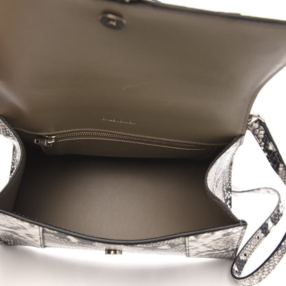 Balenciaga Shiny Calfskin Python Effect Small Hourglass Top Handle Bag Black White 5 of 8