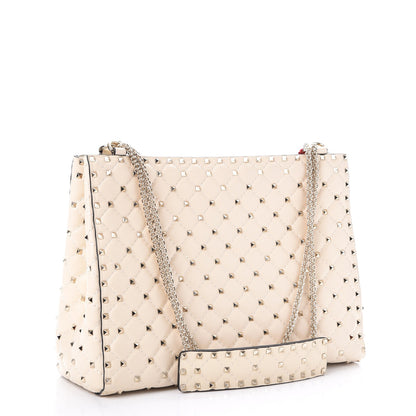 Valentino Garavani Nappa Rockstud Spike Shoulder Tote Light Ivory 3 of 8