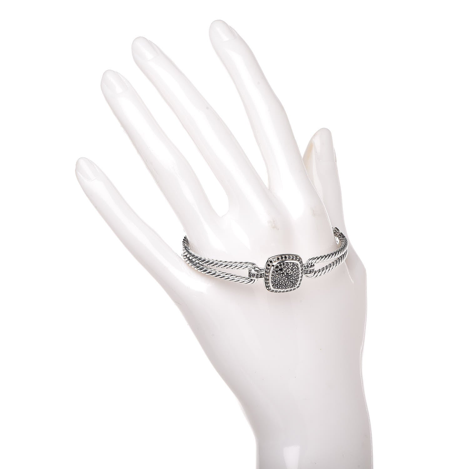 David Yurman Sterling Silver Black Diamond Albion Cable Bracelet 2 of 4