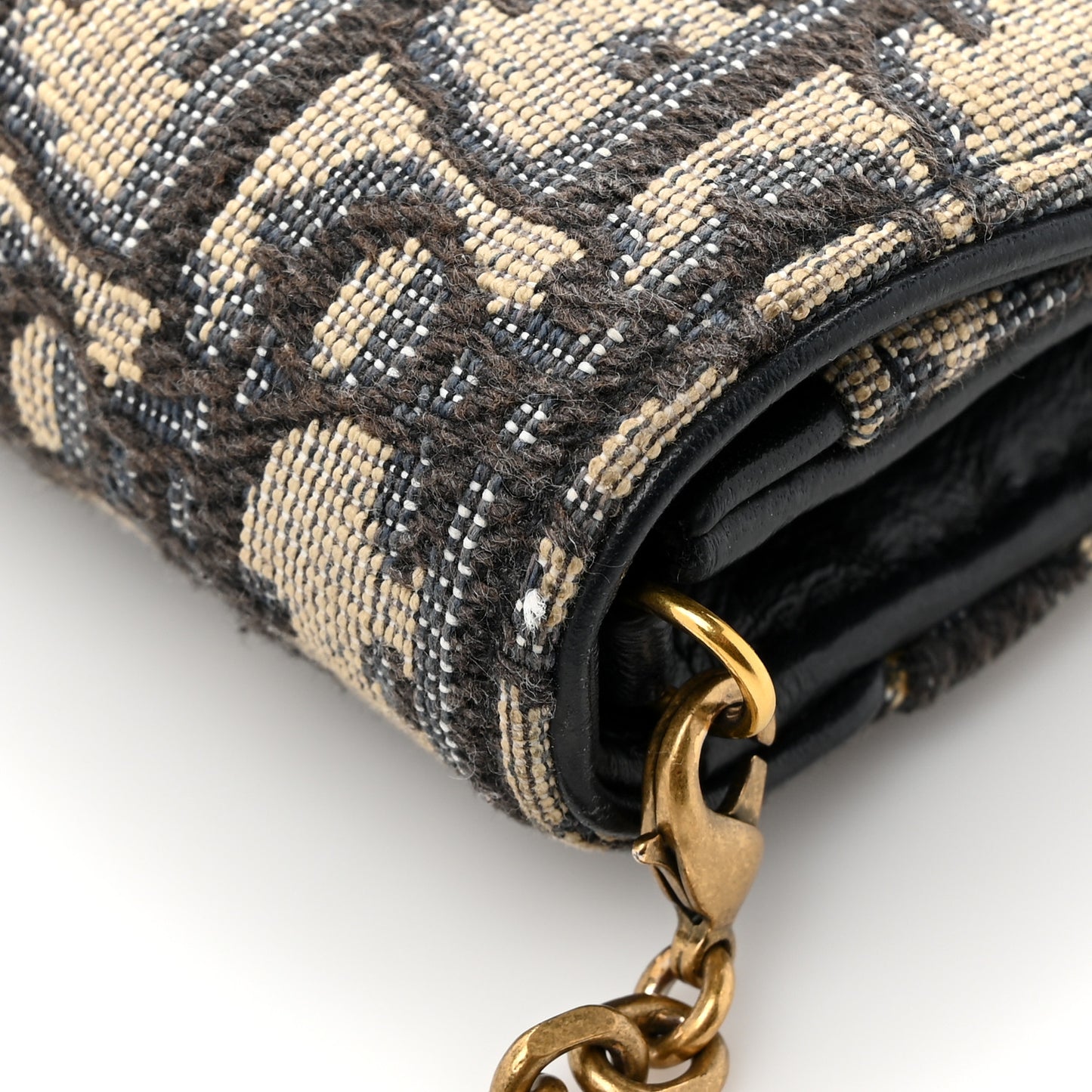 CHRISTIAN DIOR Oblique Saddle Chain Long Wallet Blue