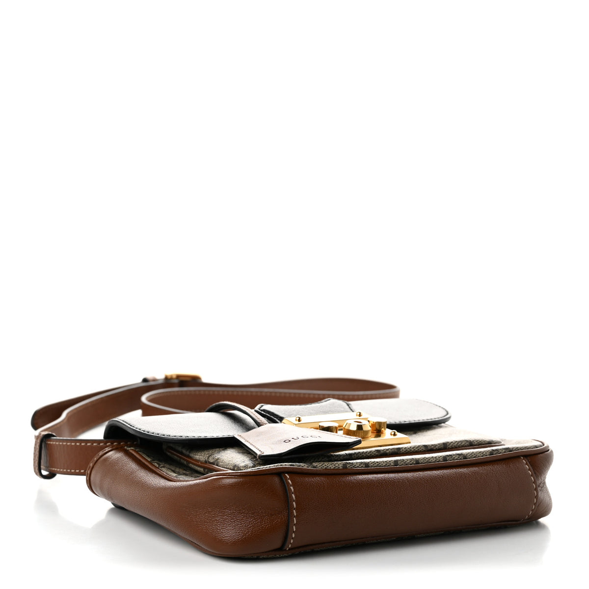 GG Supreme Monogram New Sakai Lux Calfskin Mini Padlock Flap Pocket Shoulder Bag Beige Ebony Black Cuir