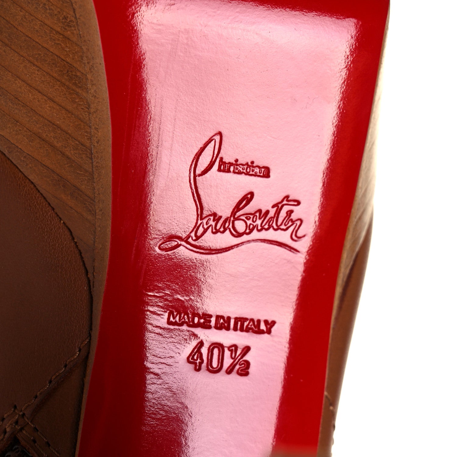 Christian Louboutin Calfskin Janis Alta 120 Booties 40.5 Cuoio 16 of 21
