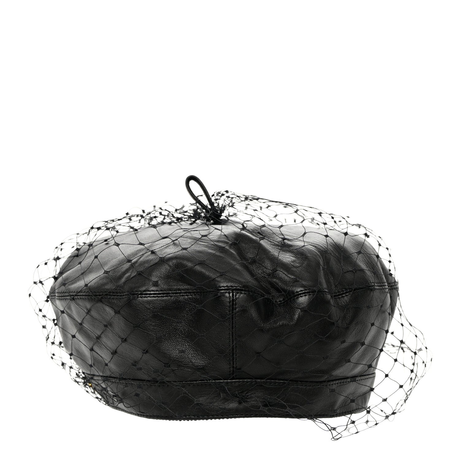 Christian Dior Lambskin Arty Beret Cap with Veil 56 Black 5 of 11