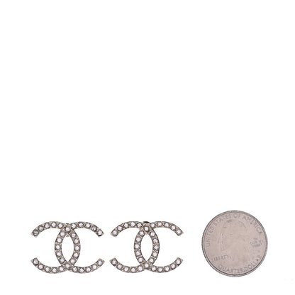 Chanel Crystal CC Large Stud Earrings Gold 2 of 4