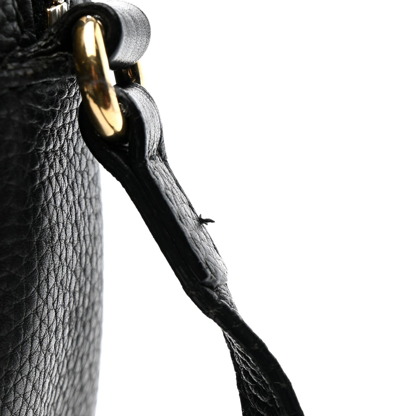 Pebbled Calfskin Small Soho Disco Bag Black