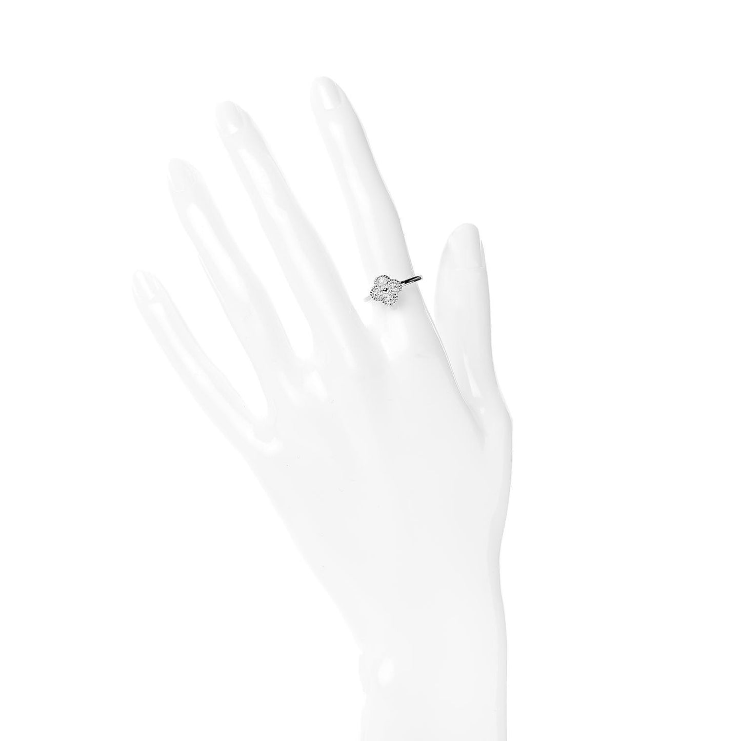 18K White Gold Diamond Sweet Alhambra Ring 50 5.25