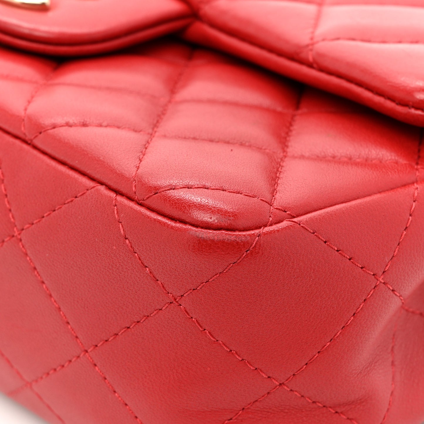 Lambskin Quilted Mini Rectangular Flap Red