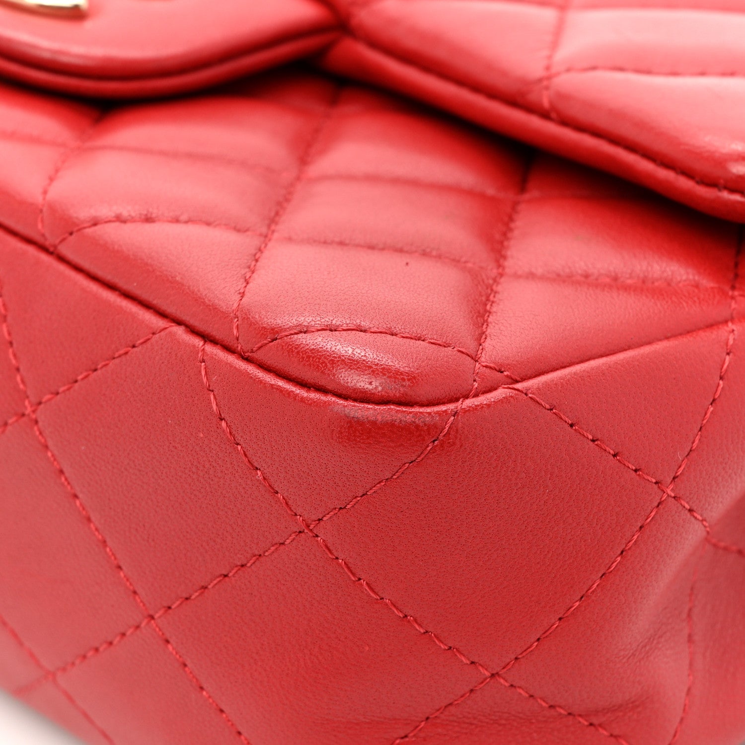 Chanel Lambskin Quilted Mini Rectangular Flap Red 13 of 16