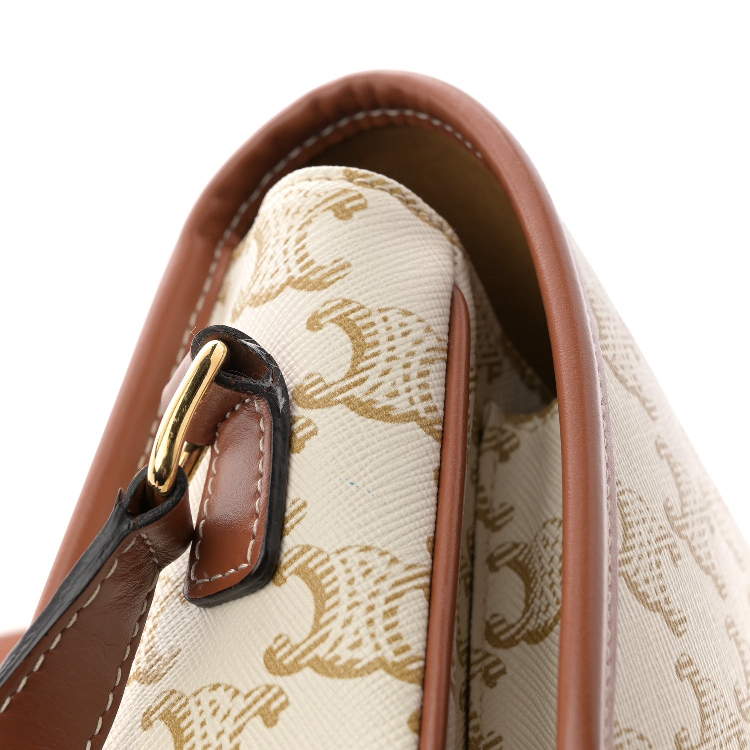 Celine Triomphe Canvas Medium Folco Bag White 10 of 11