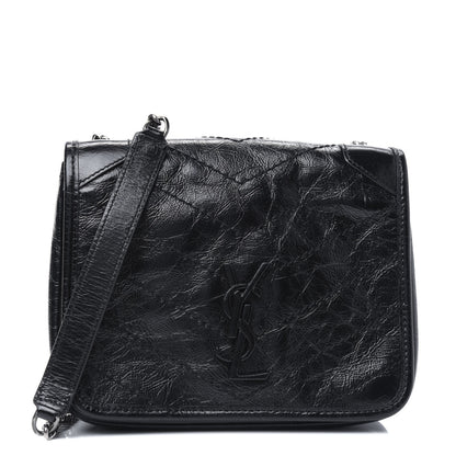 Saint Laurent Crinkled Calfskin Matelasse Monogram Niki Chain Wallet Black 1 of 33