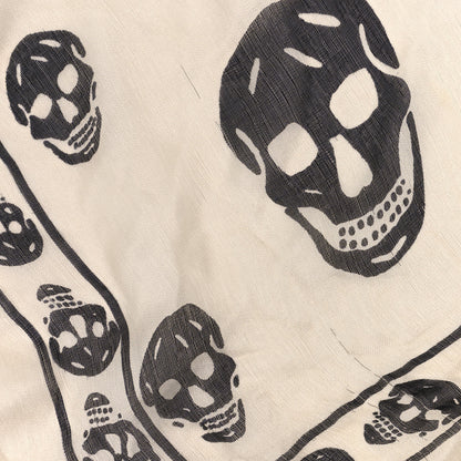 Alexander McQueen Silk Chiffon Skull Scarf Ivory Black 5 of 6