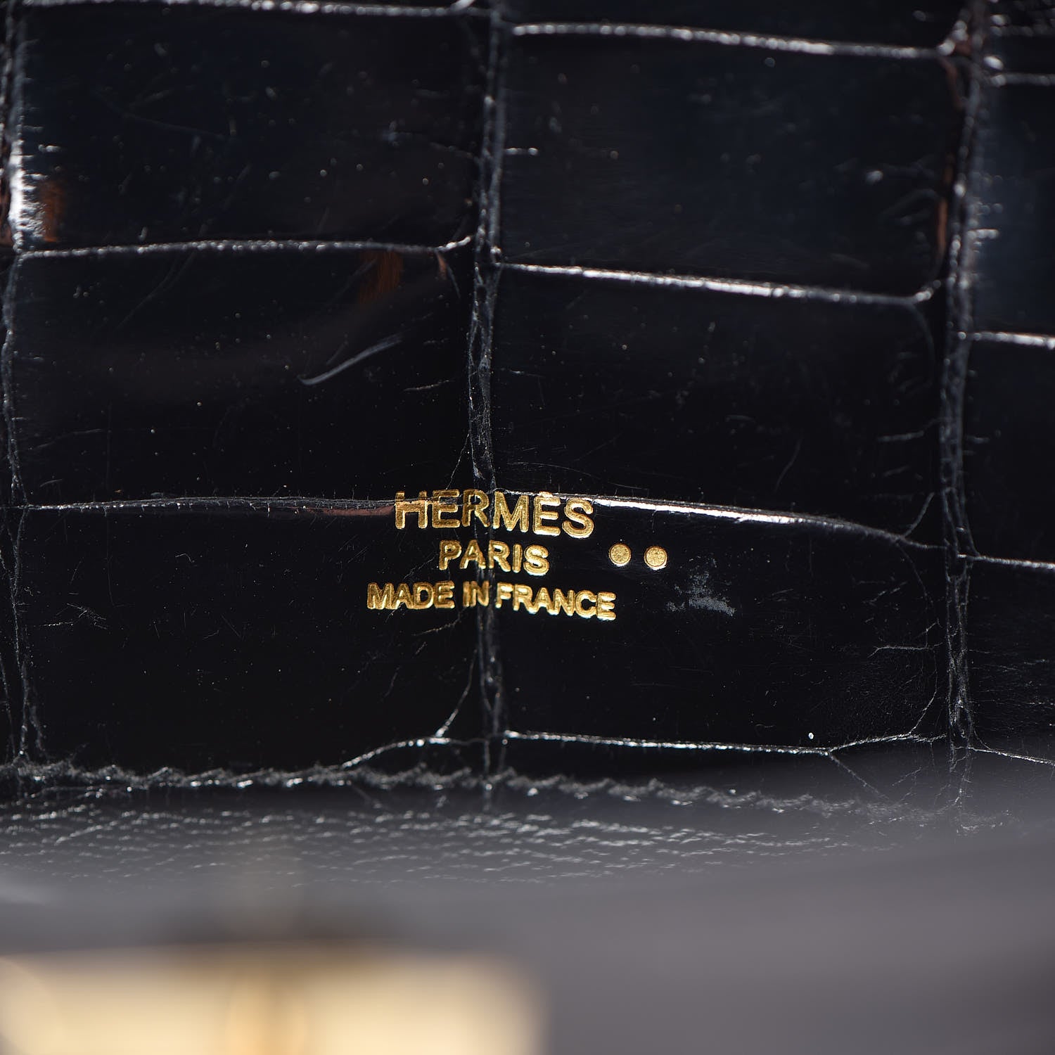 Hermes Shiny Niloticus Crocodile Kelly Cut Pochette Black 10 of 28