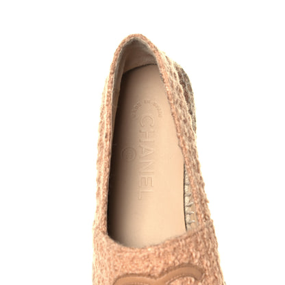 Chanel Tweed Grosgrain CC Espadrilles 37 Beige 7 of 9