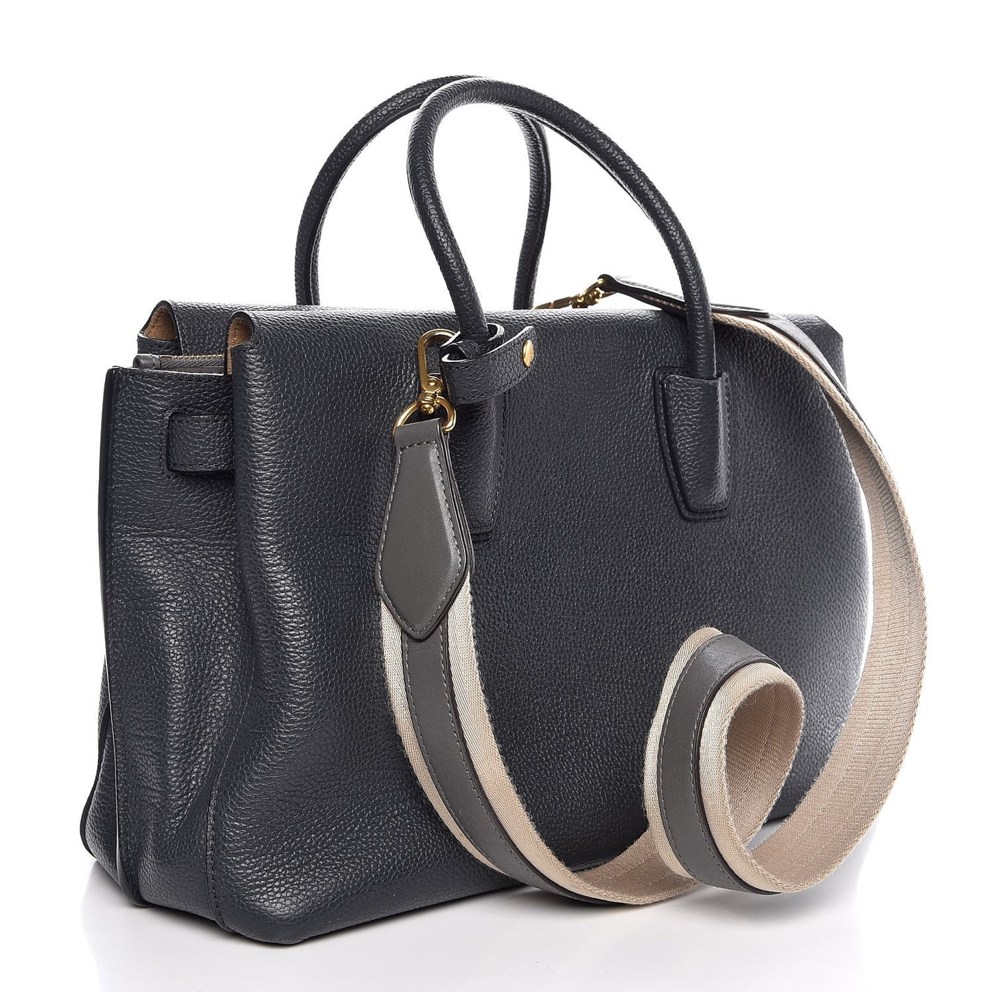 Grained Calfskin Medium Milla Tote Phantom Grey